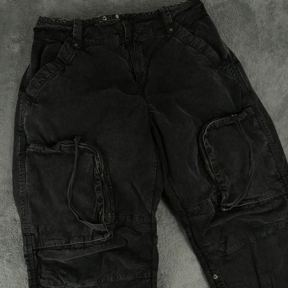 Free People Can't Compare Slouch Cargo Pants Women L Black Gorpcore Utility - Picture 1 of 12